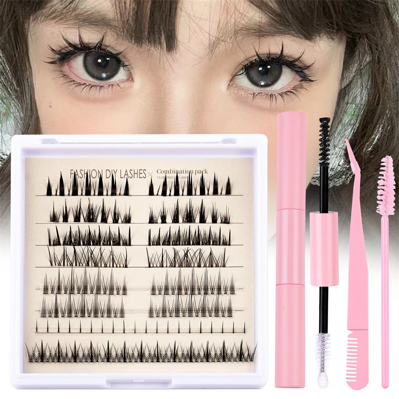 8 riadkov/škatule vopred vyrobené Cluters Little Devil Style D Curl Lashes Extention Tools Kits s Combo Baldom pre domácich majstrov