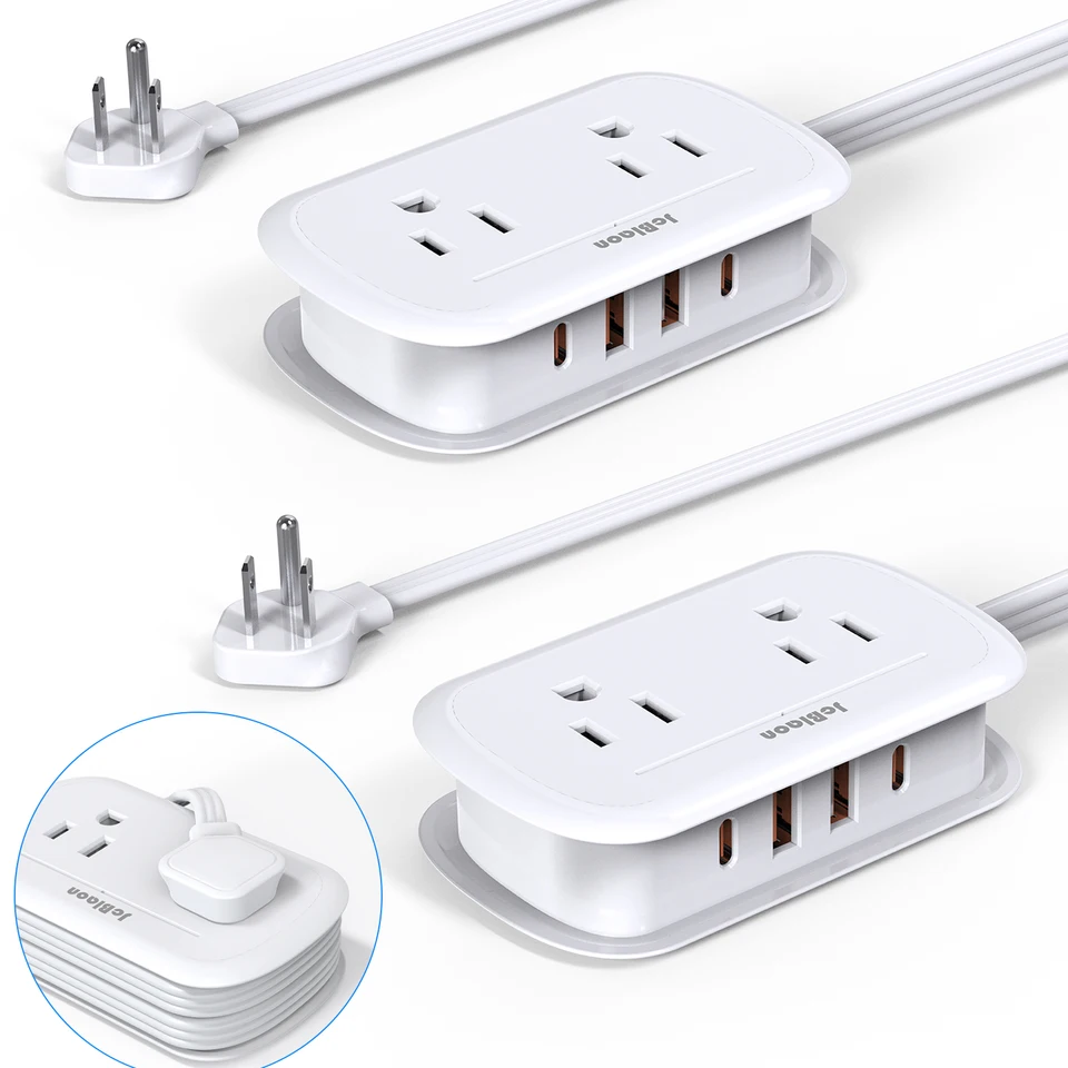 8-v-1 Power Strip Multi Tap Universal US zástrčka so 4 striedavými zásuvkami 4 USB porty (2 typy C) 3,6 stôp predlžovacieho kábla, malý a prenosný