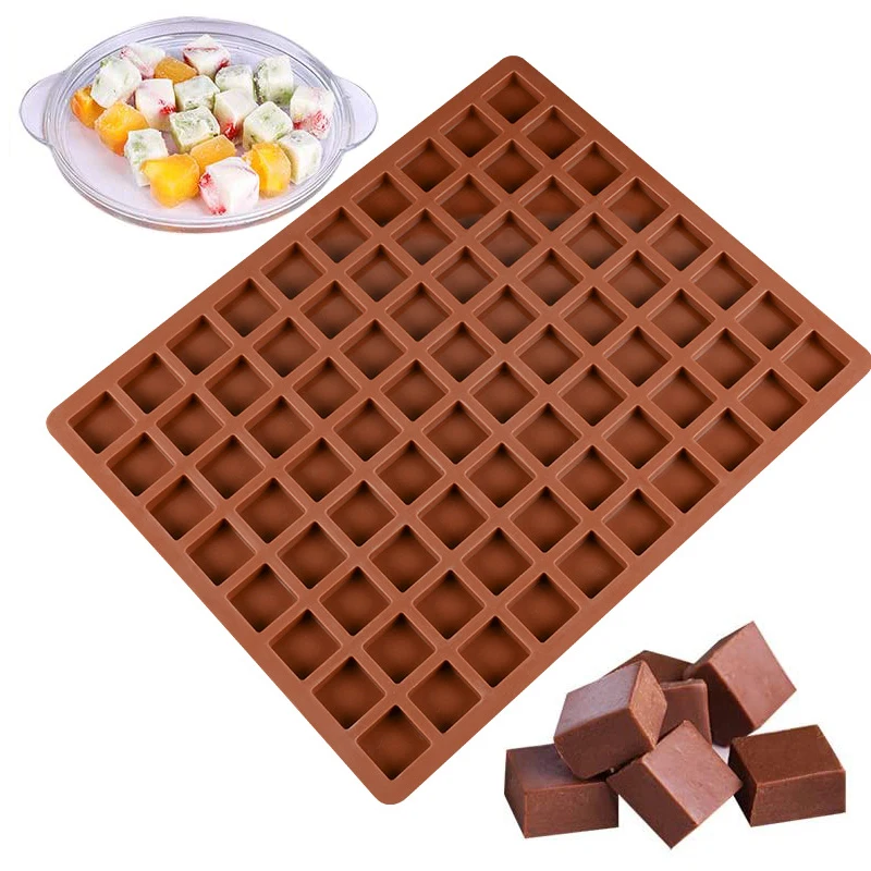 80-Cavity Square Candy Silikone Folds for Cake Decoration Chocolate Chocolal Chocolate Praline Ice Cube a gumový pečivo pečivo