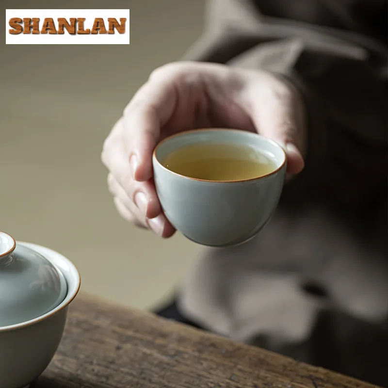 80 ml elegantné azure ruce porcelánové čajové šálky ľadu prasknutá glazúra čaj Čajový tvar vajíčko Master šál