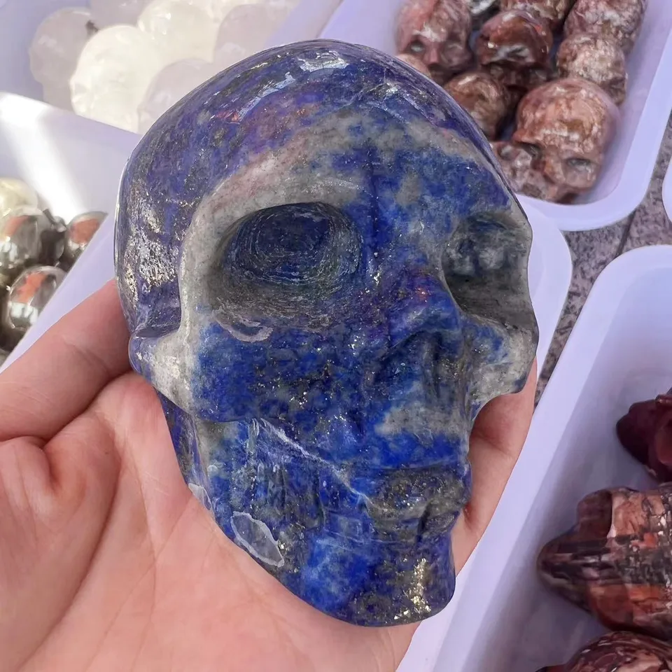800-1000G Prírodné lapis lazuli lebky socha krištáľové zhromažďovanie minerálnych kremeňa ozdoby kamenné rezby