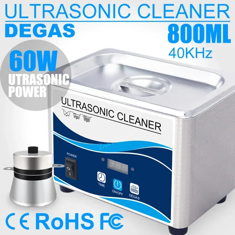 800 ml Domáci digitálny ultrazvukový čistič 35 W/60 W Nerezová kúpeľ 220V Degas Ultrazvuk ultrazvuk pre hodinky šperky
