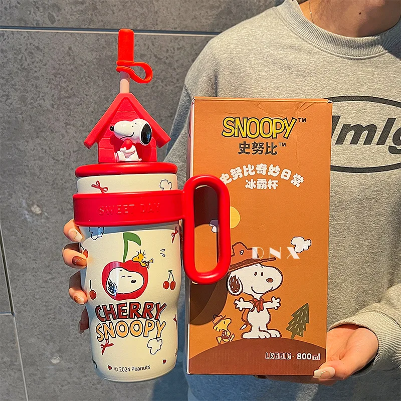 800 ml Snoopy 304 Nerezová oceľ Vákuová izolovaná fľaša darček roztomilý šálka kávy studená a horúca pohárik Thermo Fľaša na fľašu s hrnčekmi