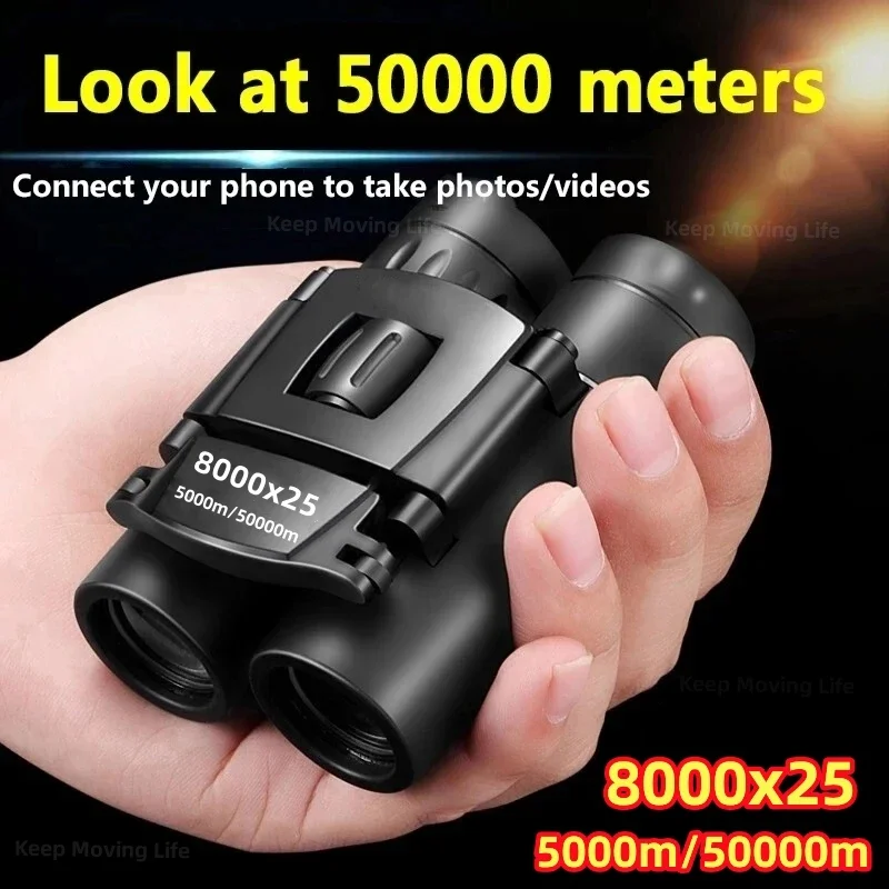 8000x25 HD Výkonné prenosné ďalekohľady s dlhým dosahom Bak4 Teleskop Jumelles Skladacie FMC ďalekohľadové optiky pre lov kempingu