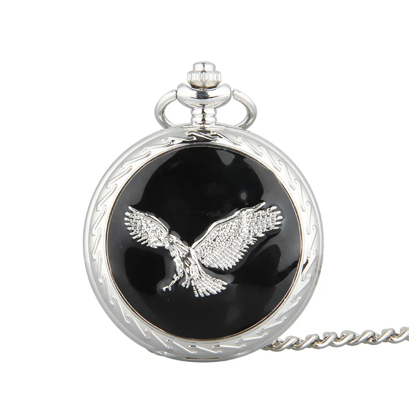 8006men a dámske náhrdelník Darčekový stolík Eagle Fashi Dapeng Výstava Krídle Quartz Pocket Watch Black Cover Eagle Strieborné