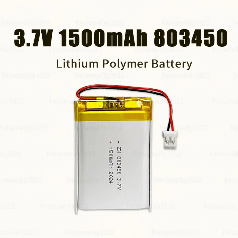 803450 1500 mAh lítiová batéria 3,7 V Lipo Polymér nabíjateľné batérie pH-2,0 zásuvka pre masážne nástroje GPS navigátor