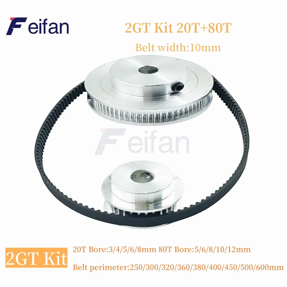 80T 20Teeth GT2 Redukcia kladky kladky 4: 1 3D diely Tlače 3 ~ 12 mm šírka pásu 10 mm 2M Synchrónne koleso 2gt načasovanie kladky