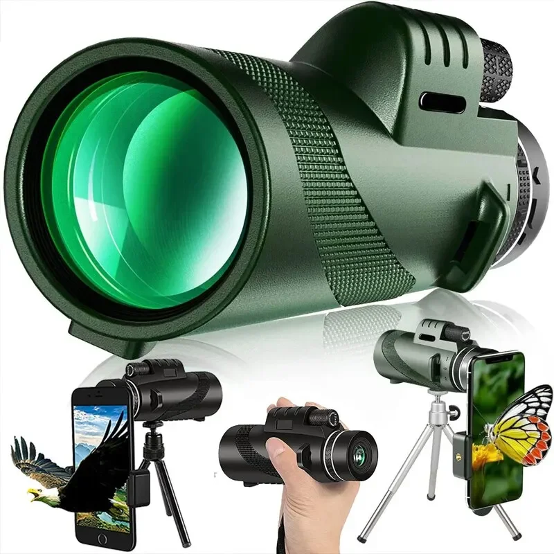80x100 HD Zoom Výkonný monokulárny ďalekohľad prenosný ďalekohľad na dlhé vzdialenosť Lovecké kemping