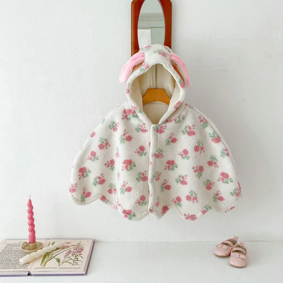 8102 Baby Cloak 2023 Jeseň a zimná zima nových dievčenských odevov Zhrubne a zamatový vetrový odev detský šál.