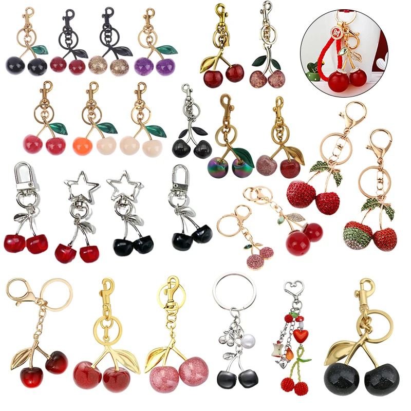 83 štýlov Fashion Cherry Keychain Prívesok roztomilý automobil Keyring Vynikajúce kreatívne kabelky