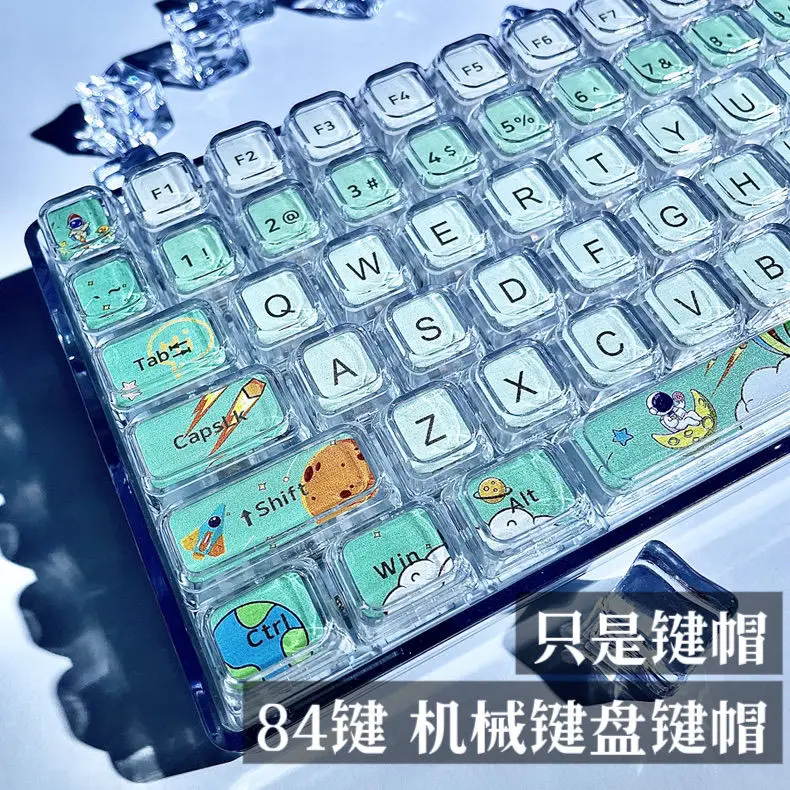84 Klávesy Spaceman PBT Keycap farbenie osobnosť Purpurová biela klávesová kľúče kľúča Keycap pre MX Switch GK61 IK75 GK64 Klávesnica