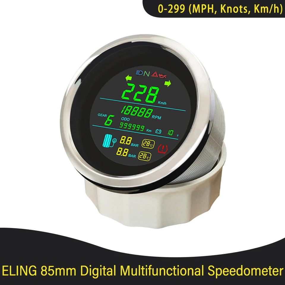 85 mm digitálny GPS rýchlomer kilometer RPM Voltmeter hladina paliva s pneumatikou Motocykel Motocyklu
