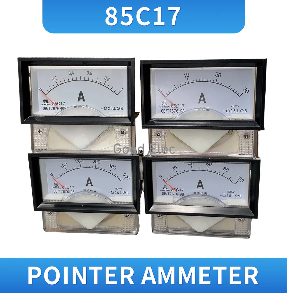 85C17 DC 1A 2A 3A 5A 10A 15A 20A 30A 50A 75A 100A Analógový prúdový merač panela Ammeter pre obvodový testovací meradlo ampér