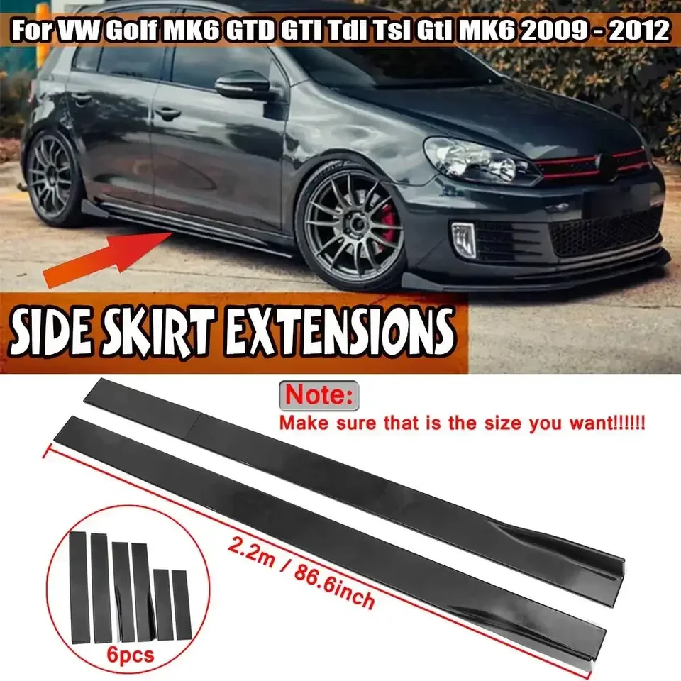 86,6 '' 2,2 m čierne/uhlíkové sukne predlžovacie pery Spiler pre VW Golf MK5 MK6 GTD GTI TDI TSI GTI MK7 CC pre súpravu Body Passat