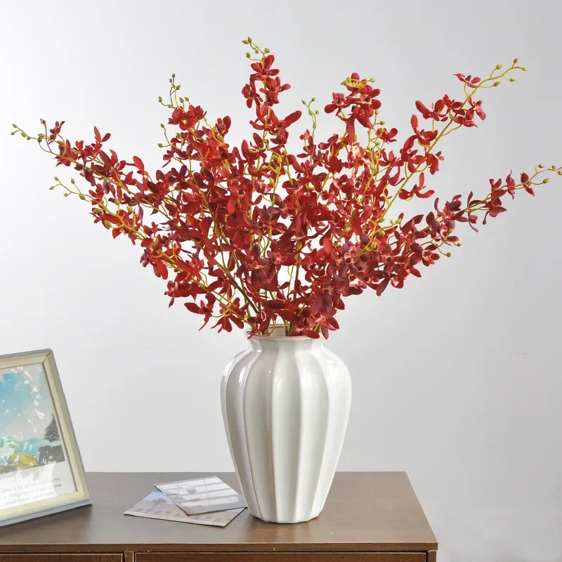 86 cm umelý kvet 3-FORK BANDAI Orchid Home Decotion DECORÁCIA Hodváb