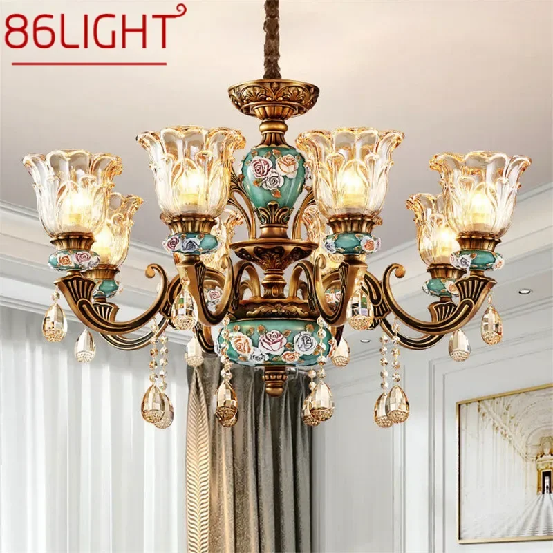 86 -svetlo európska luxusná obývacia izba prívesná lampa American Retro reštaurácia spál