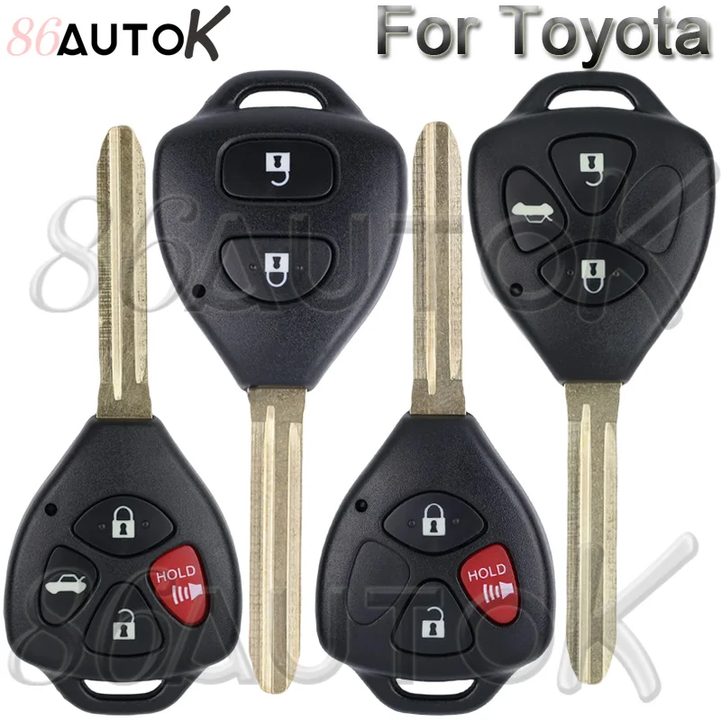 86Autok Diaľkový kľúče pre kľúče pre Toyota Camry Rav4 Yaris Corolla Avalon Matrix Venza Výmena automobilu Key Fob Case 2/3/4 Tlačidlá