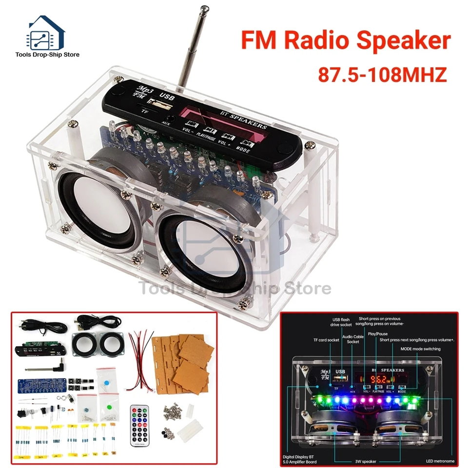 87,5-108MHz FM Radio Stereo DIY Kit zosilňovač Bluetooth SPECTRUM SPECTRUM ELEKTRONICKÁ PRÍSLUŠENIE SOUNTÁCIE PRACOVNÉ ČASŤ ČASŤ