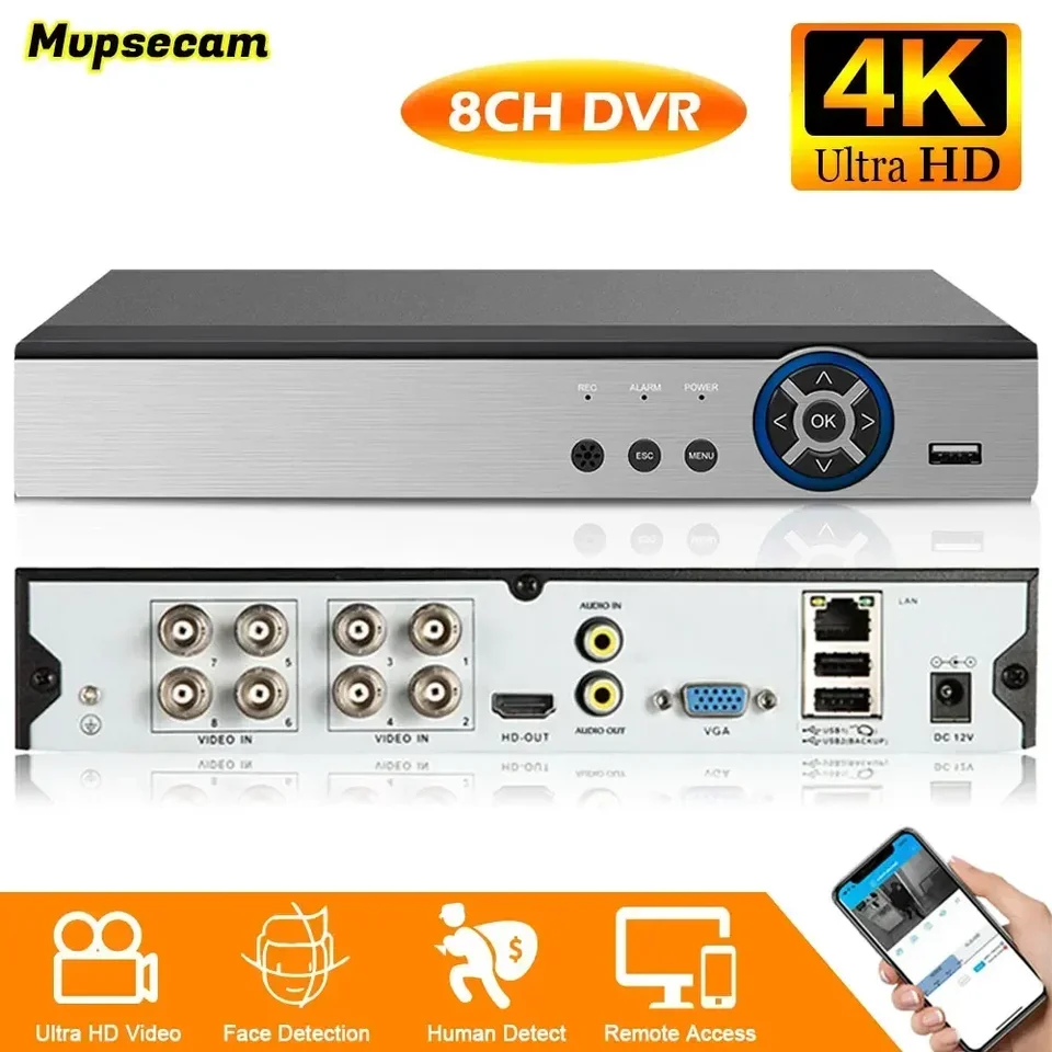 8CH 4K DVR Recorder AHD CCTV Digital HD Video sledovanie kamery Systém XMEYE SMART DVR pre 8MP 5MP 4MP analógový bezpečnostný fotoaparát