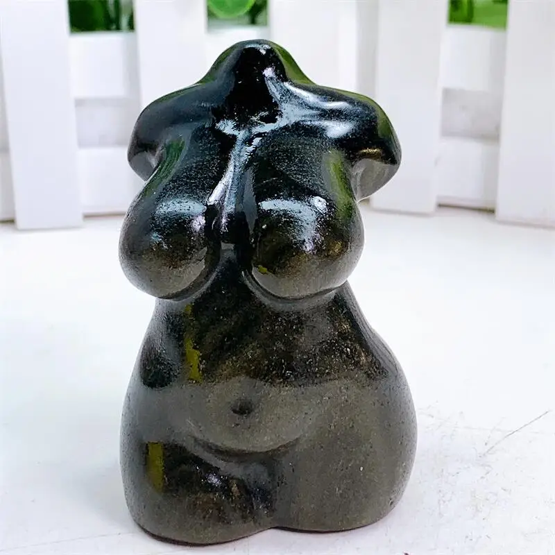 8cm Prírodná zlatá obsidiánska dámska uzdravenie tela Crystals Ženy Moderná socha nahý drahokam zberateľná domáca dekorácia darček 1ks