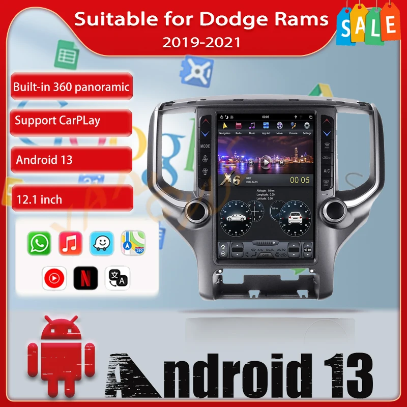 8G 128 GB Car Android IPS Screen for Dodge Ram 2018 2019 2020 Radio Multimedia Stereo Video Player GPS Navi Head Unit CarPlay