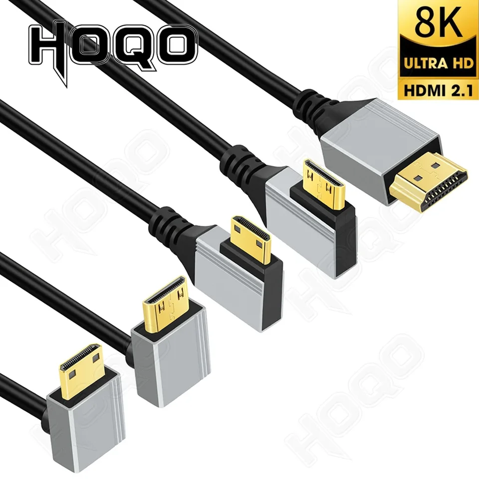 8K 60 Hz Mini Micro HDMI kábel 90 stupňov ultra tenký displej pre laptop PC Monitor HDTV Tablet Camera Tablet