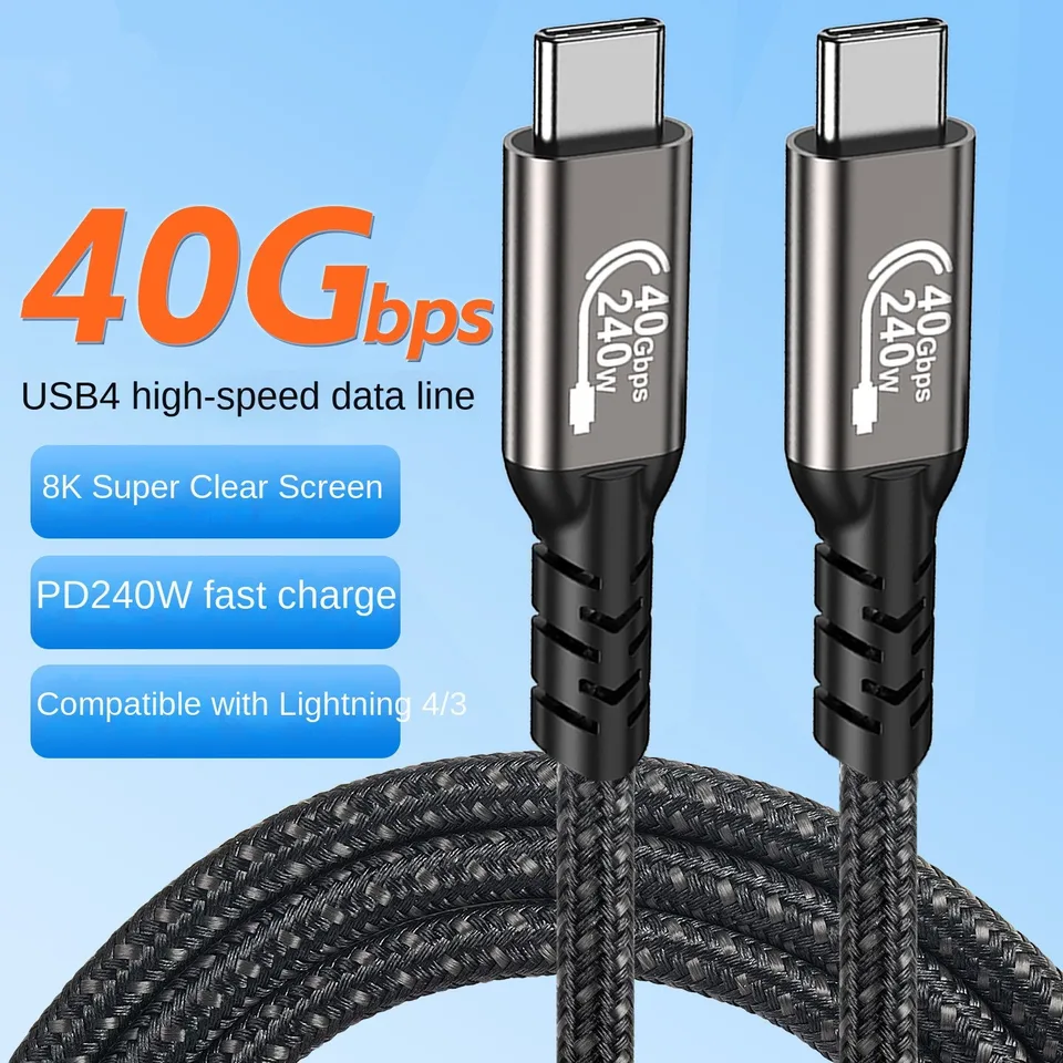 8K USB4 Typ C Kábel 40 GBPS 240W PD3.1 QC4.0 pre Samung Thunderbolt 4 Rýchle nabíjacie kábel bunder3 USB C na C Prenos údajov