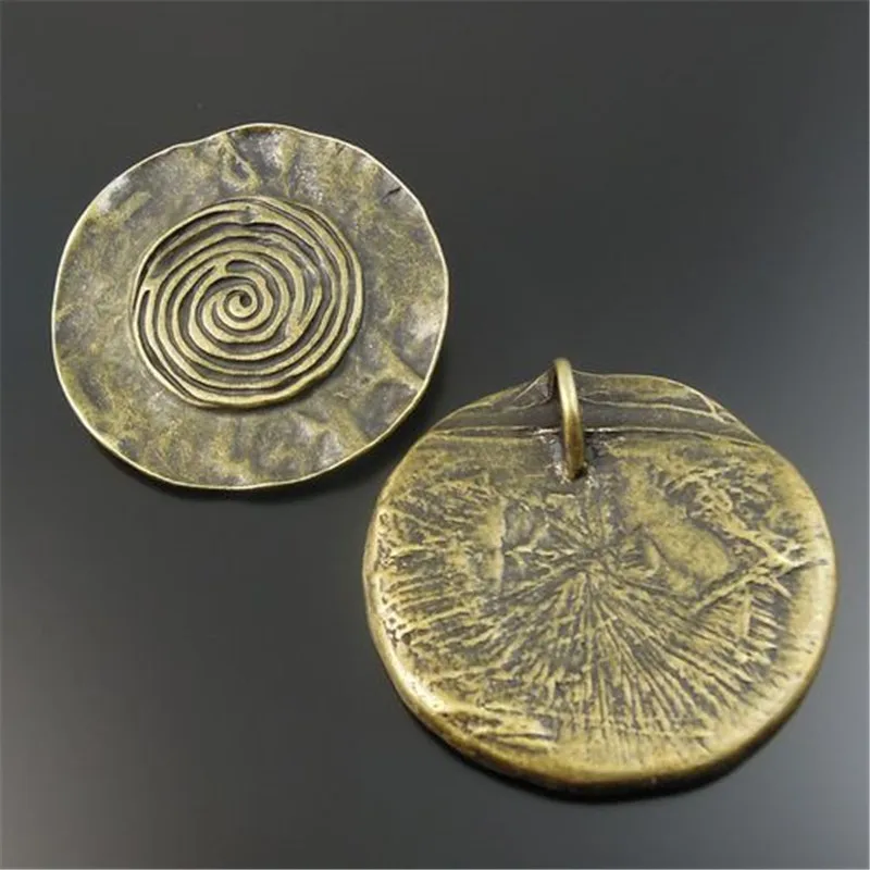 8ks Antique Bronzový tón okrúhle zliatiny Kúzla pre prívesky na náhrdelník Vintage šperky výroby remeslá retro náhrdelník 35*35*4 mm 32614