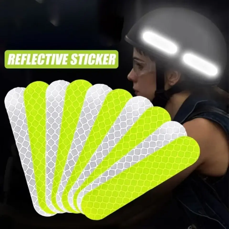 8ks bezpečnostné výstrahy Reflexné nálepky odrážajú všetky svetelné zdroje farebné nálepky na prilby reflektorové páskové pásy Universal