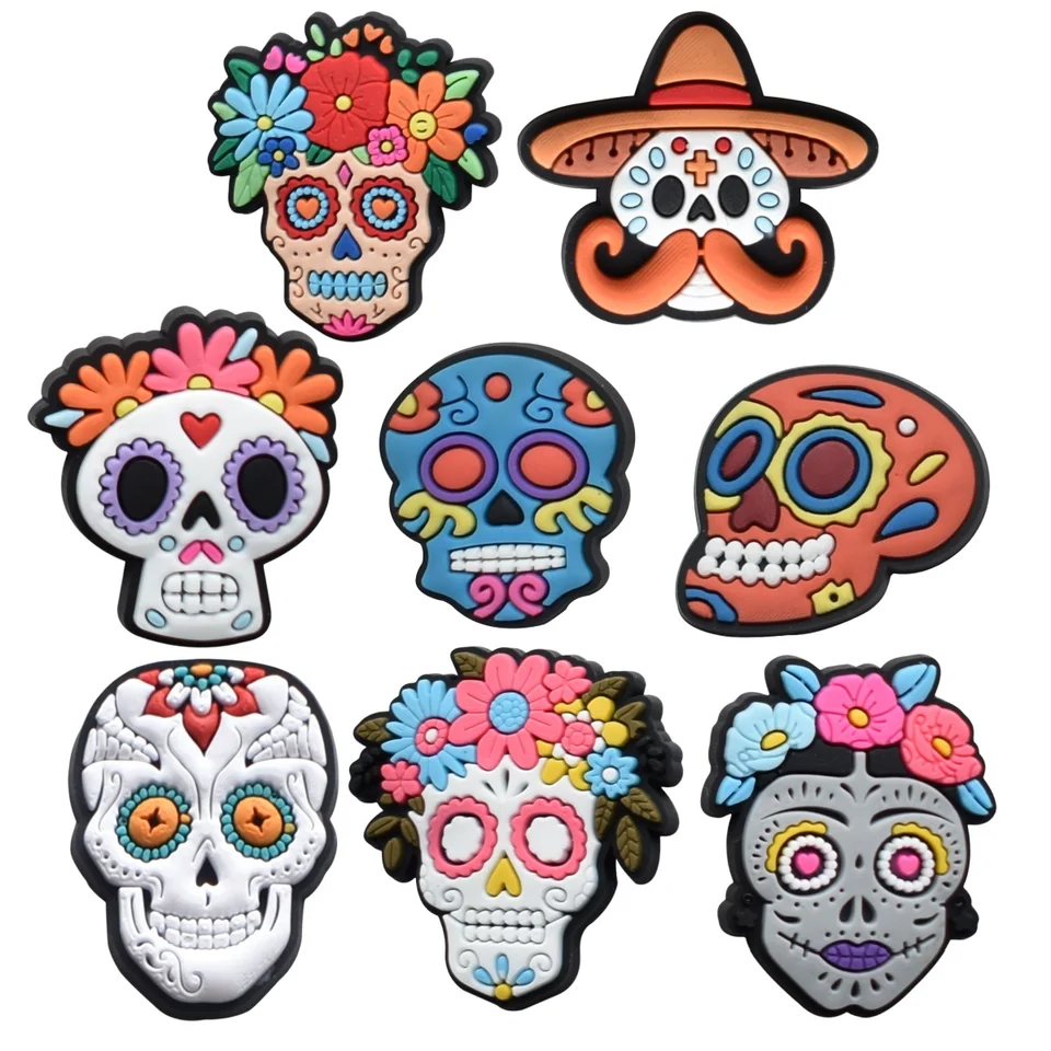 8ks Halloween Skull Shol Shoe Kvarnenia pre dreváky sandále, hororové strašné filmové doplnky Kúzla pre mužov Ženy