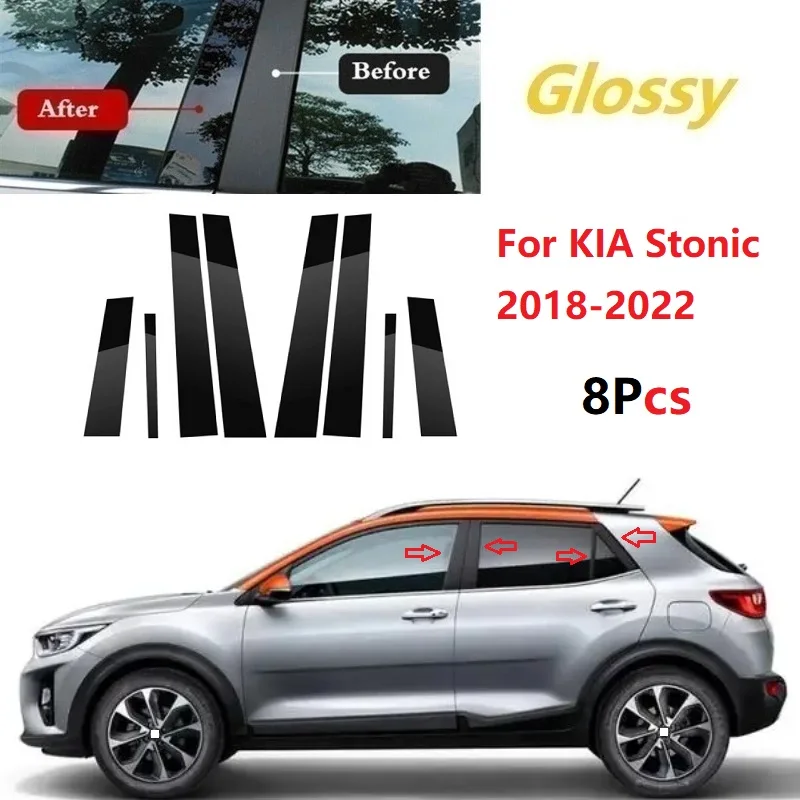 8ks lesk Čierne dvere dverí okenné okenné stĺpce stĺpy dekoratívne obaly Fit Fit for Kia Stonic 2018-2022