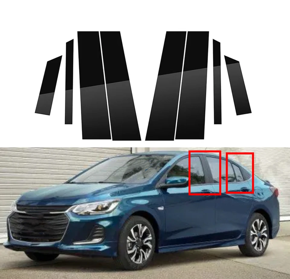 8ks lesklé stĺpiky čierneho stĺpca vhodné pre Chevrolet Onix 2020 2021 2022 2023 Orezanie okien Darode Dorior Folding Cover Príspevok