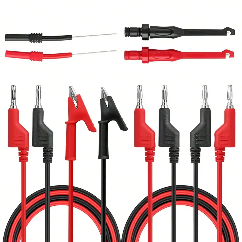8ks multimetrové testovacie vodiče set 4 mm banánovú zástrčku na aligátor Clips kábel Dvojito koniec banánovej zástrčky 1M testova vodiče 2 sondy