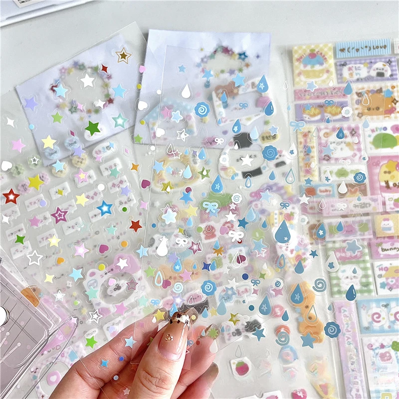 8ks retro trblietky nálepky Transparentné pet cut film toploader scrapbooking kawaii časopisy nálepky na nálepky deco