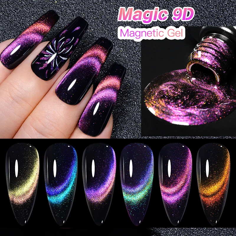 8ks/set 9D Magnetic Cat Eye Eye Gel na nechtovú sadu na nechty s namočením a magnetickou tyčinkou - s ľahkosťou vytvorte ohromujúce nechtové umenie