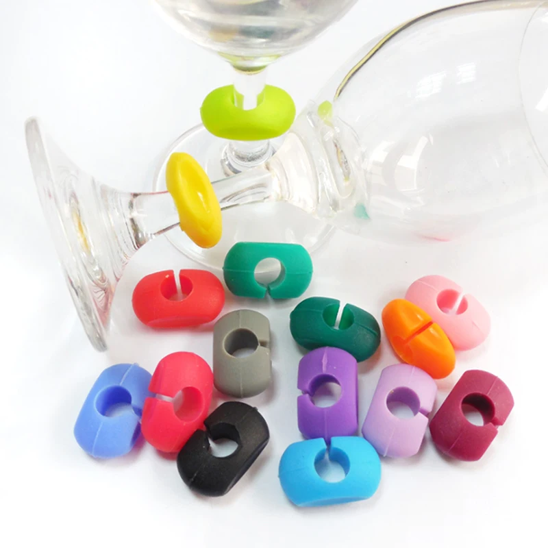 8ks silikónové víno šálky sklenených značiek Party Party Goblet Wine Pitping Cup Označká značka
