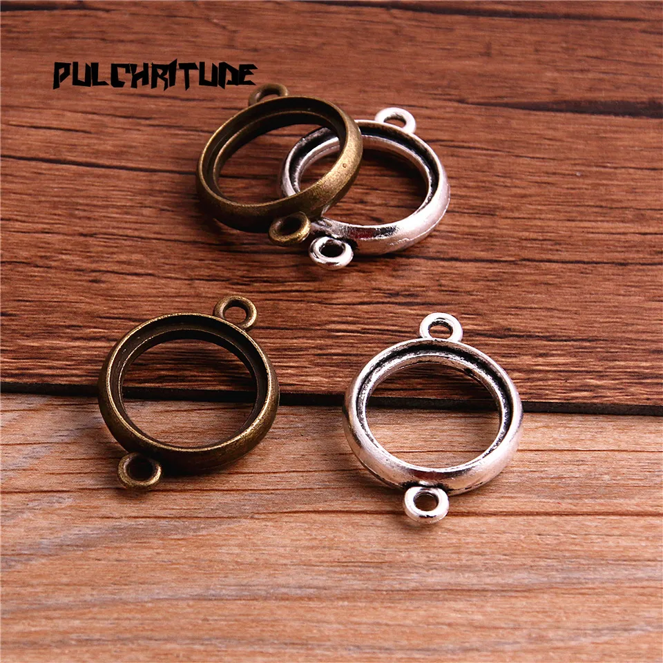 8ks/šarža 20 mm dve farebné zliatiny Round Douslo-Is Duté nastavenie Cabochon Settings Pendant šperky Connector T6431