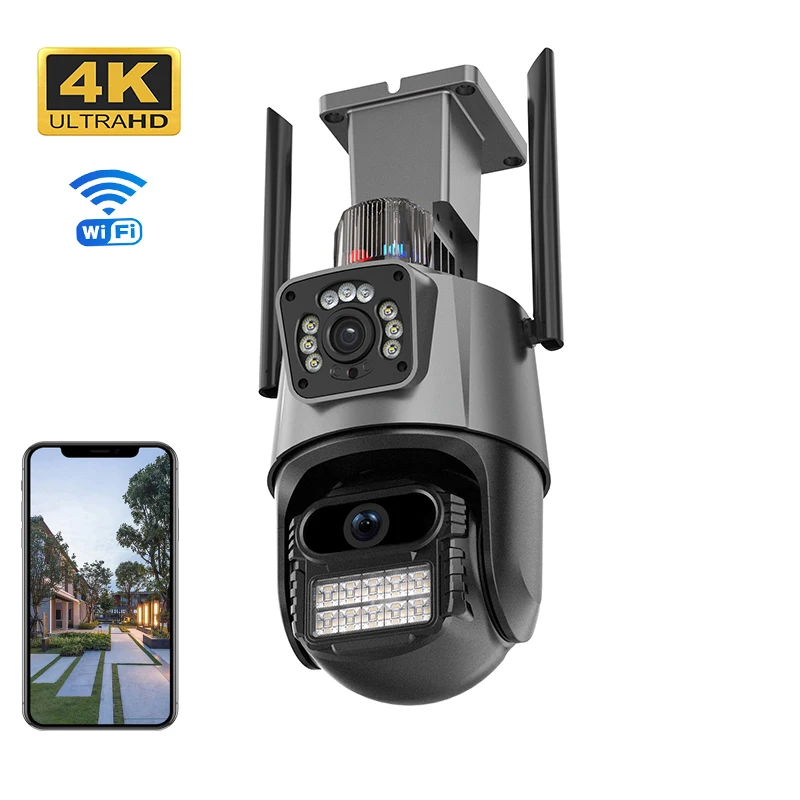 8MP PTZ DUULSKÉHO DULUS WIFI OUTDORODÁLNE SLONGLE SAFFURTY IP CAMERA ICSEE APP Color Night Vision CCTV CAMERA