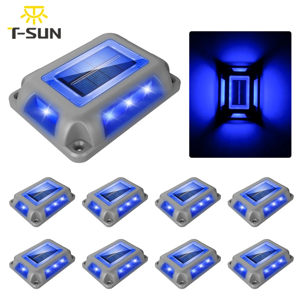 8pc modré svetlo solárne svetlo Vonkajšie solárne pouličné svetlo trávniky Lampa Záhrada dekorácie zakopané schodisko podzemné podzemné lampa Solarne