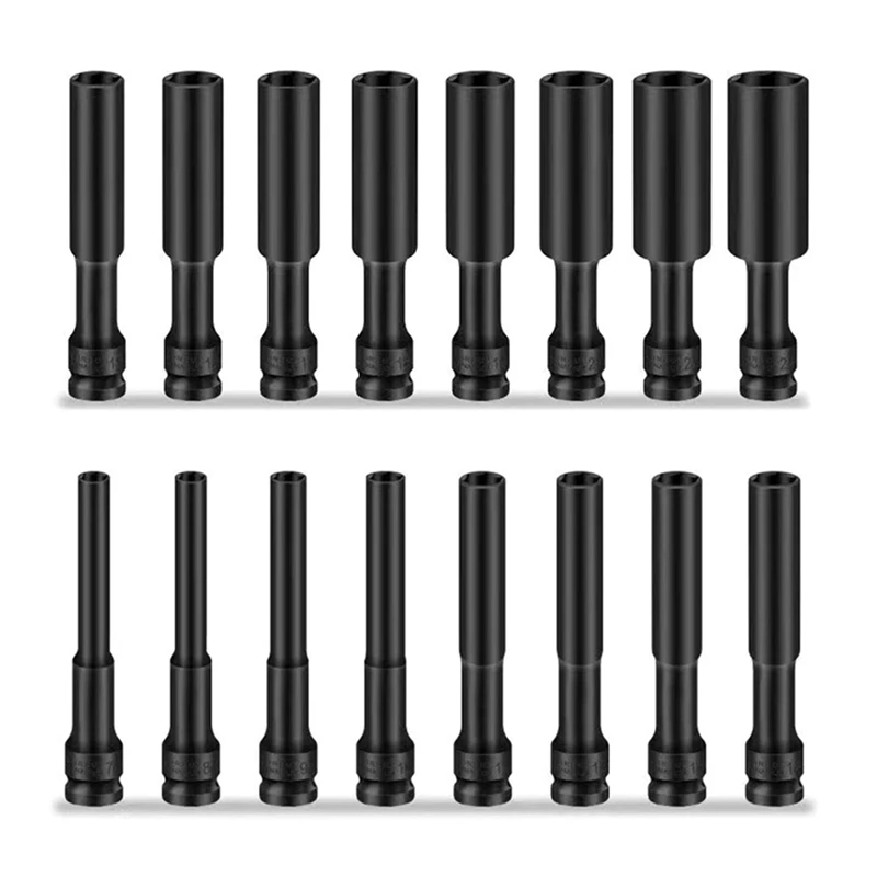 8pcs 1/2 hnacia soketová hlava náraz kľúča hex hex adaptér spanner prevodník čierny