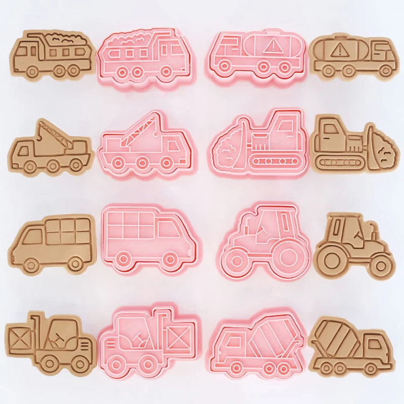 8pcs/1set ružové plesne strihacie auto prepravu karikatúry naliehavé sušienky plesne cukrovinky sušienky pečenia pečiva Pastry Tool