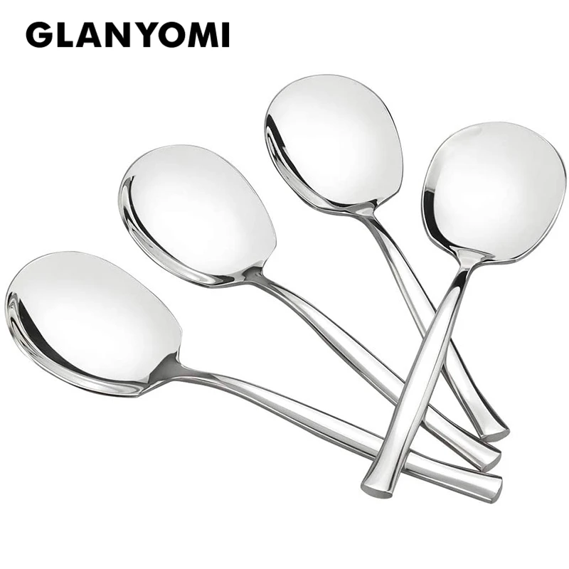 8pcs 304 Nerezová oceľ slúžiace lyžičkami na stravovanie, veľké servírovacie riady bufet Spoons Restaurant Supplies