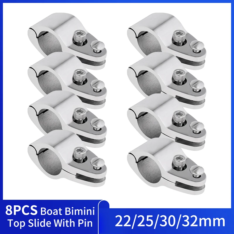 8pcs 316 z nehrdzavejúcej ocele čeľusť s posúvačom bimini horná montáž 22 mm 25 mm 30 mm 32 mm námorné hardvérové ​​doplnky