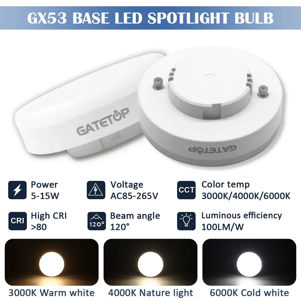 8pcs Hight Qualight GX53 5W 7W 9W 15W LED Spotlight AC85-265V 100LM/w Denné svetlo Teplé studené svetlo pre domácu spálň