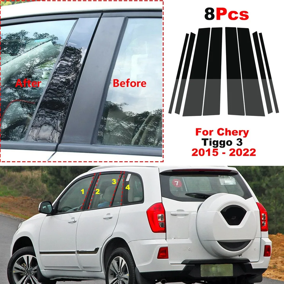 8pcs okenný obklad obkladov BC Stĺpcový nálepka pre Chery Tiggo 3 2015 - 2022 Leštený stĺp Exteriérový stĺpik Príslušenstvo