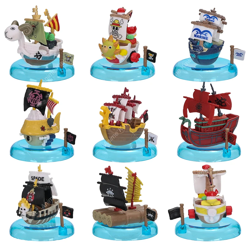 8pcs One Piece Ship Anime figure Luffy Model Toy Super Cute Mini Loď tisíc slnečných slnečných šerú