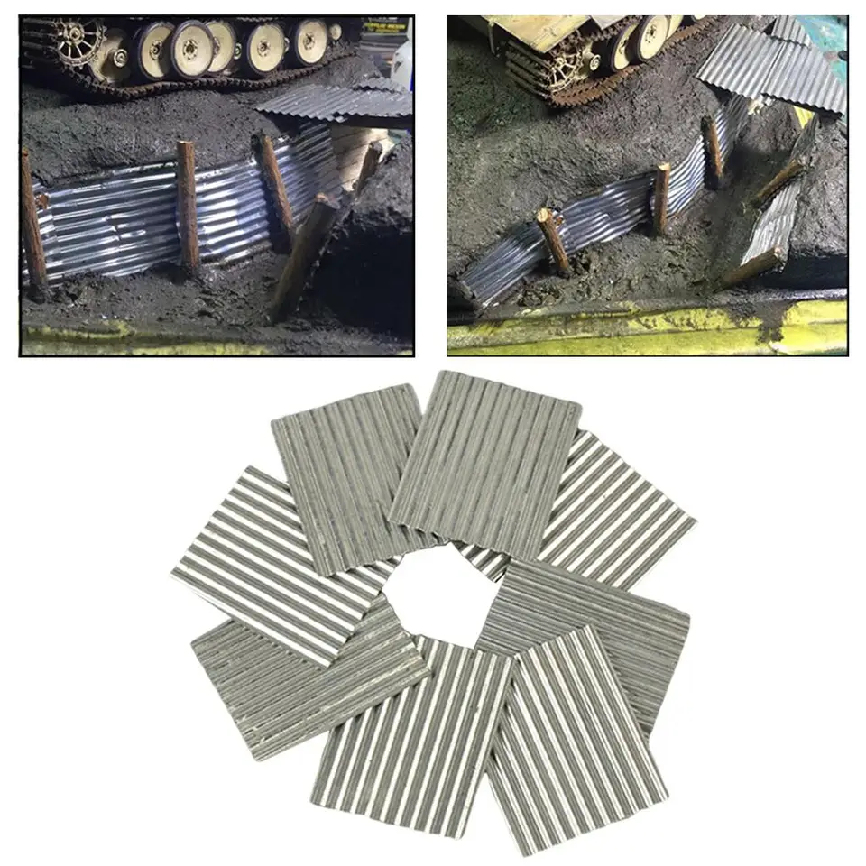 8x 1/35 Oceľový prístrešok Vlnité dlaždice pieskové stol