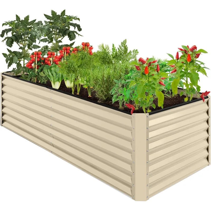 8x4x2ft Outdoor Metal vyvýšená záhradná posteľ, kvetináč s hlbokým koreňom pre zeleninu, kvety