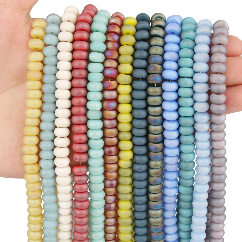 8x5mm matné AB viacfarebné sklenené kryštálové korálky Rondelle Tvar voľných korálkov pre šperky výroby kúziel DIY Náramok Náramok 15 ''
