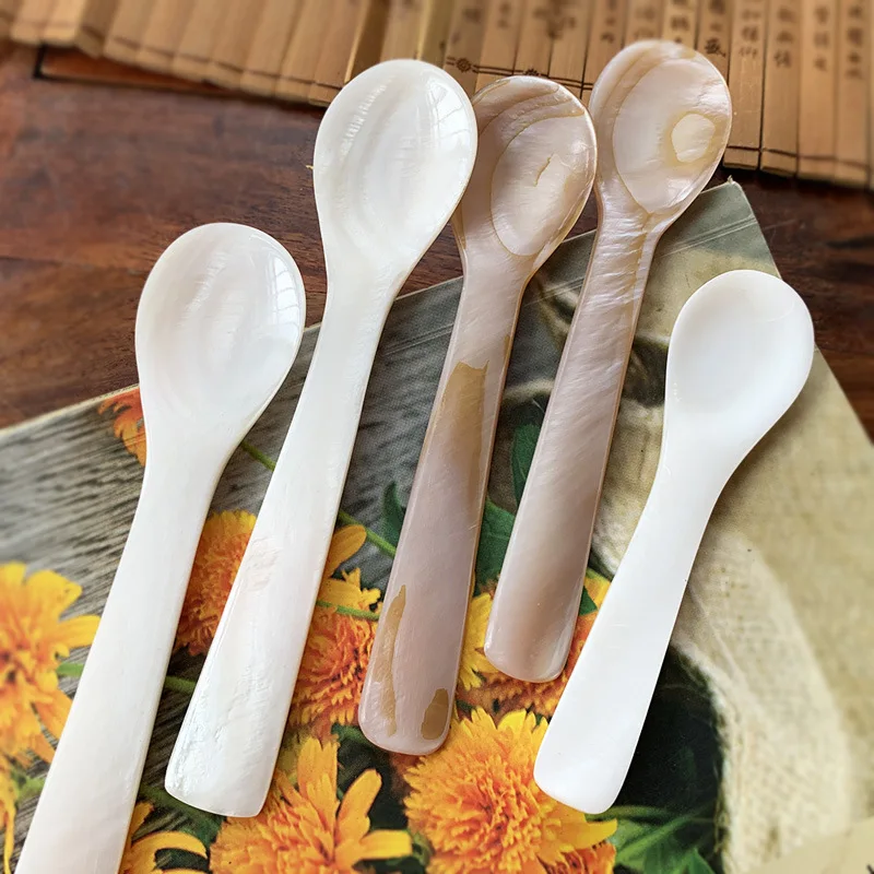 9-13 cm prírodná škrupina ľadová lyžica smotany kávová kaviareň Spoon Matka z Pearl Seashells Miešanie lyžičiek čajovej lyžičky remeselníkov Dezert Coffe